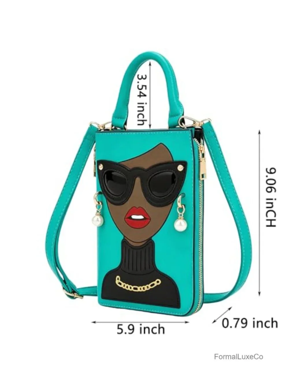 Novelty Lady Face Shoulder Bag Satchel Handbag Faux Pearl Drop Earrings